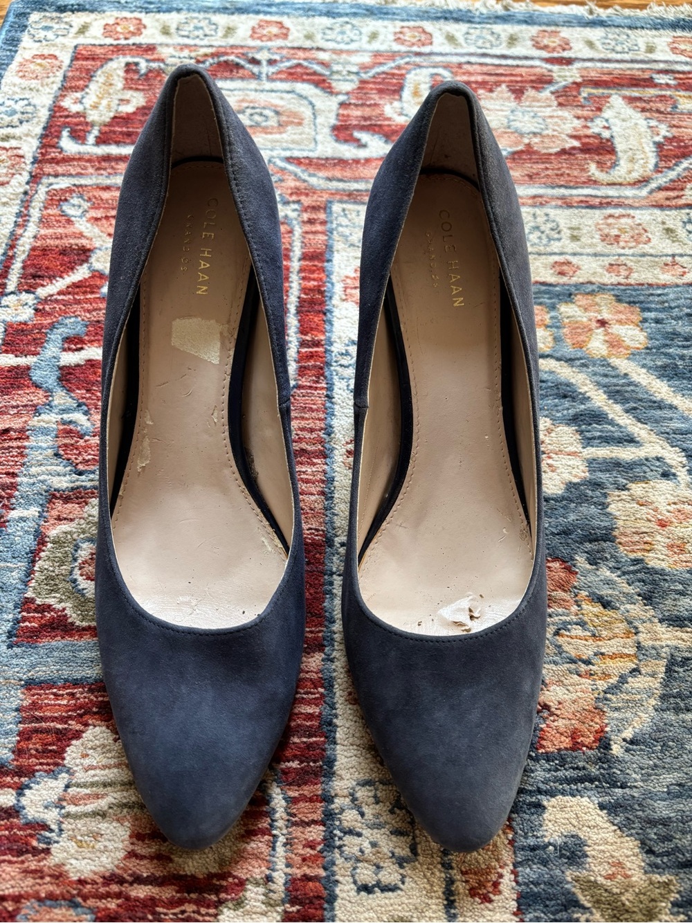 Cole Haan Women’s Grand.OS Navy Suede Block Heel Pumps Size 10B